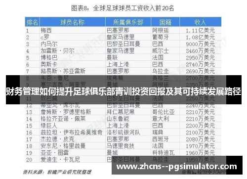 财务管理如何提升足球俱乐部青训投资回报及其可持续发展路径